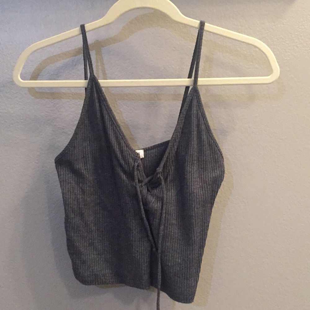 Grey crop top w/ tie up